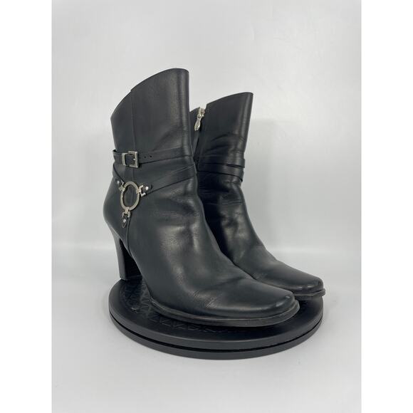 ***SOLD*** Harley Davidson Harness Stilletto Heeled Leather Boots Size 8 Black - Picture 3 of 8